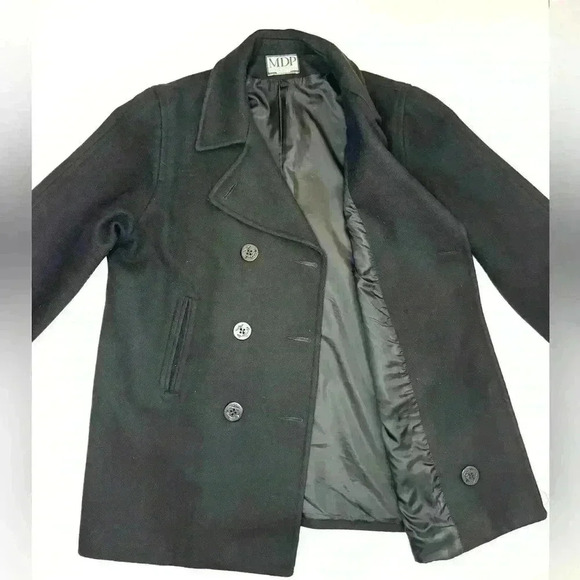 MDP Mario De Pinto Women’s Wool Blend Black Pea Coat Double Breasted Size- XL - Picture 6 of 9